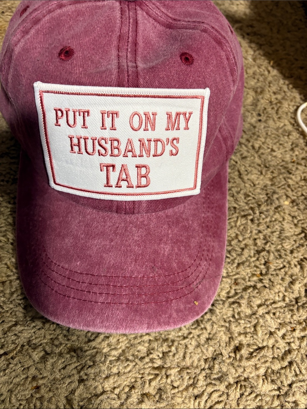 Put It On My Husband's Tab Pink Baseball Cap